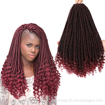 Pre Looped Soft Dreadlocks Braids Faux Locs Crochet Braid African Hair Extensions Wavy Faux  Straight Goddess Locs Ombre Synthet